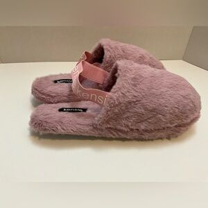 Kensie Slingback fluffy faux fur plush memory foam slippers XL